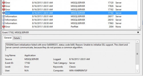MS SQL Services fail to start